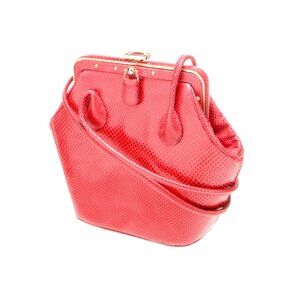Judith Leiber - Red Snakeskin Leather Bag w/ Semi-Precious Stones